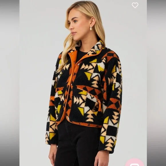 FREE PEOPLE-Rocky Ridge Fleece Aztec Jacket Night Sky SIZE EXTRA SMALL - Picture 4 of 9